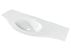 Lavabo Unitop Wave 138x51 Cm Vasca Centrale In Vetro Bianco Lucido