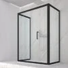Box Doccia Zen 80x100x80 H190,4 Porta Scorrevole E 2 Lati Fissi Cristallo 6 Mm Trasparente Nero Opaco